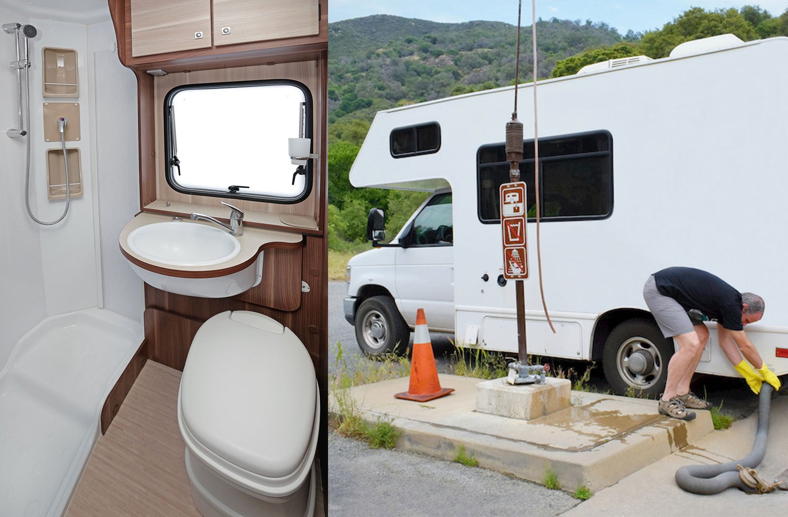 Portable RV/camper toilet and holding tank setup in Lima, Ohio