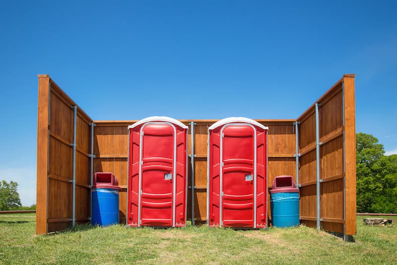 Short-term porta potty units staged for delivery in Lima, Ohio